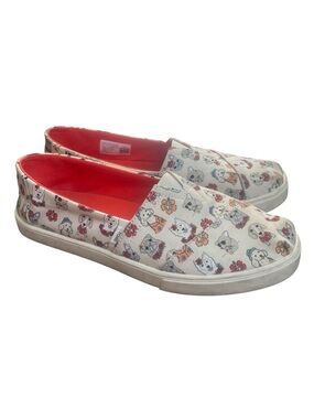 TOMS Alpargata Cupsole Canvas Natural Tropical Pet Dog Print Slip Ons Women’s 8
